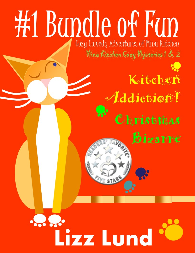 FREE: #1 Bundle of Fun – Humorous Cozy Mysteries – Funny Adventures of Mina Kitchen – with Recipes: Kitchen Addiction! + Christmas Bizarre – Books 1 + 2 by Lizz Lund