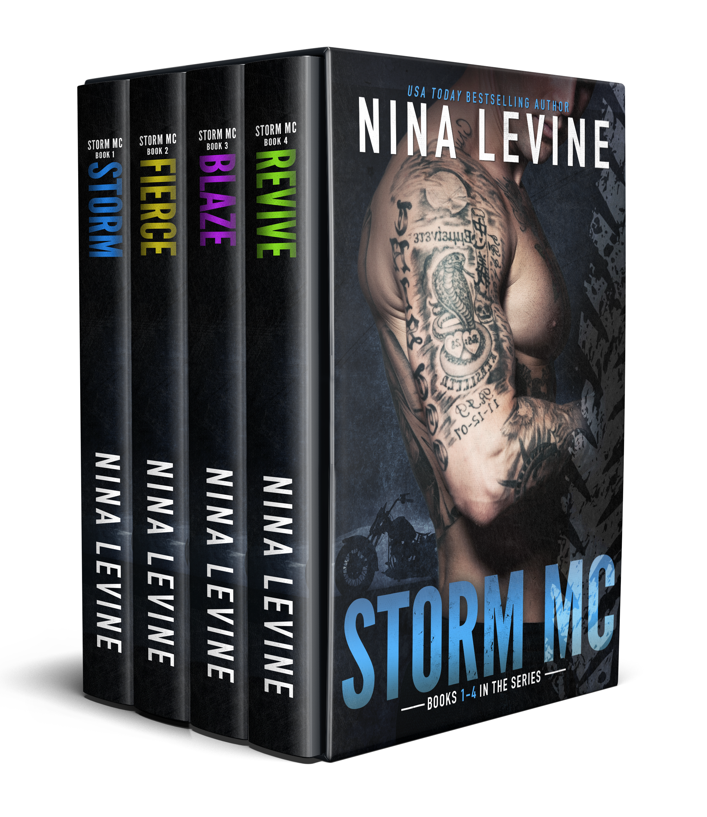 FREE: Storm MC Collection Books 1 – 4 (Motorcycle Club Romance) by Nina Levine